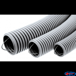 Гофротруба ПВХ з зондом d 25 мм, негорюча,  сіра, (1м)